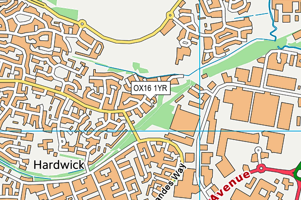 OX16 1YR map - OS VectorMap District (Ordnance Survey)