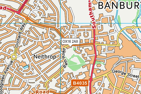 OX16 2AX map - OS VectorMap District (Ordnance Survey)