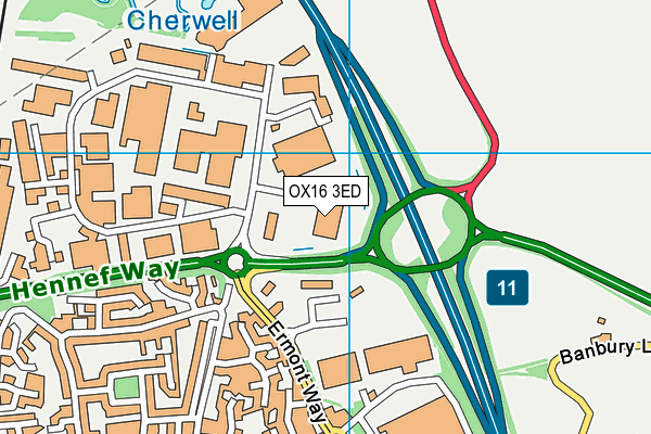 OX16 3ED map - OS VectorMap District (Ordnance Survey)