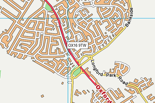 OX16 9TW map - OS VectorMap District (Ordnance Survey)