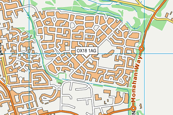 OX18 1AG map - OS VectorMap District (Ordnance Survey)