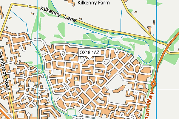 OX18 1AZ map - OS VectorMap District (Ordnance Survey)