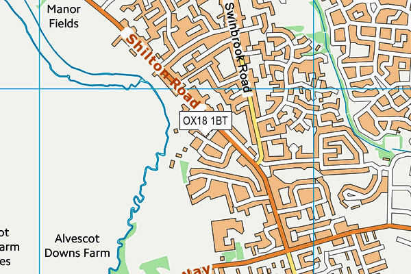 OX18 1BT map - OS VectorMap District (Ordnance Survey)