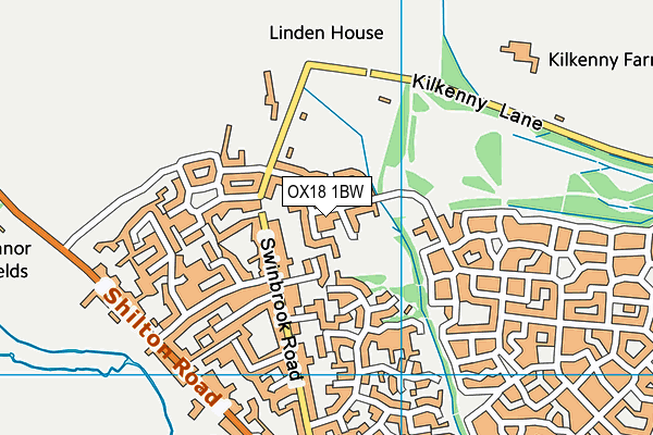 OX18 1BW map - OS VectorMap District (Ordnance Survey)