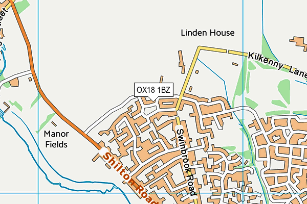 OX18 1BZ map - OS VectorMap District (Ordnance Survey)