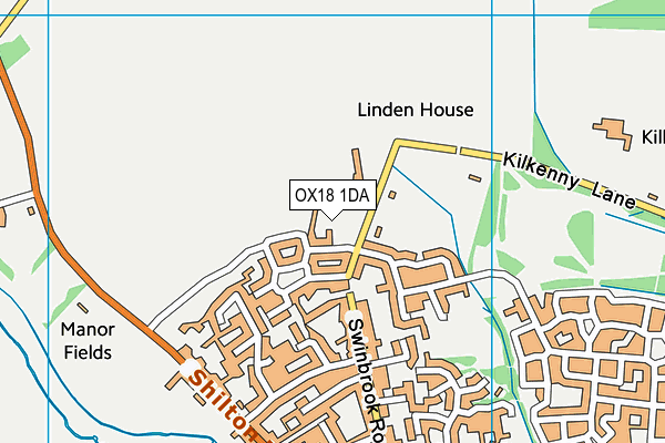 OX18 1DA map - OS VectorMap District (Ordnance Survey)