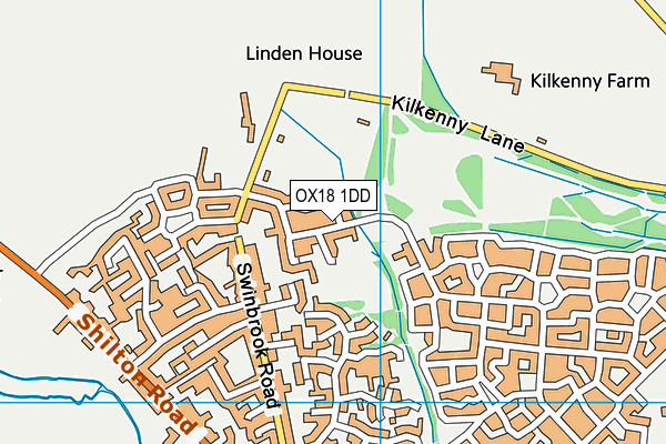 OX18 1DD map - OS VectorMap District (Ordnance Survey)