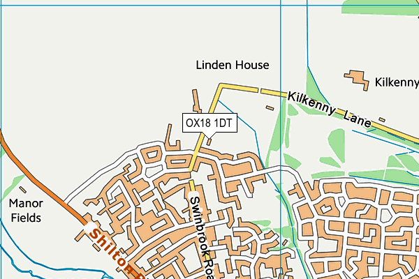 OX18 1DT map - OS VectorMap District (Ordnance Survey)