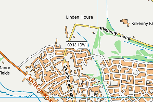 OX18 1DW map - OS VectorMap District (Ordnance Survey)