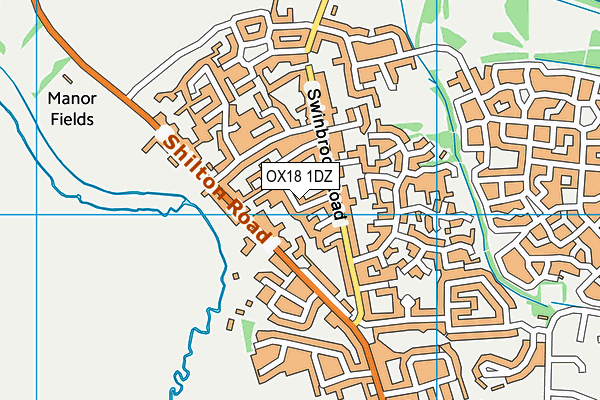 OX18 1DZ map - OS VectorMap District (Ordnance Survey)