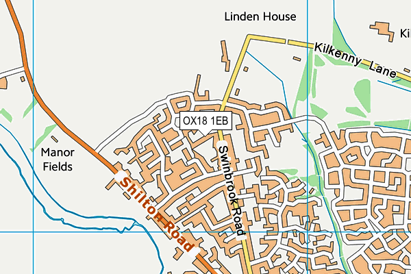 OX18 1EB map - OS VectorMap District (Ordnance Survey)