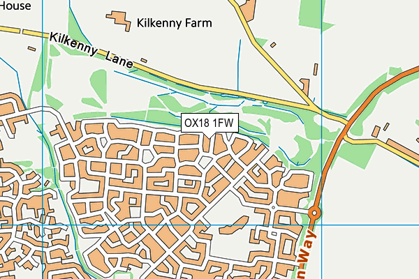 OX18 1FW map - OS VectorMap District (Ordnance Survey)