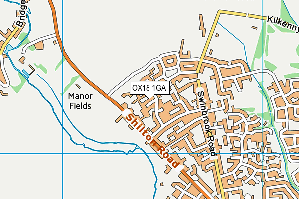 OX18 1GA map - OS VectorMap District (Ordnance Survey)