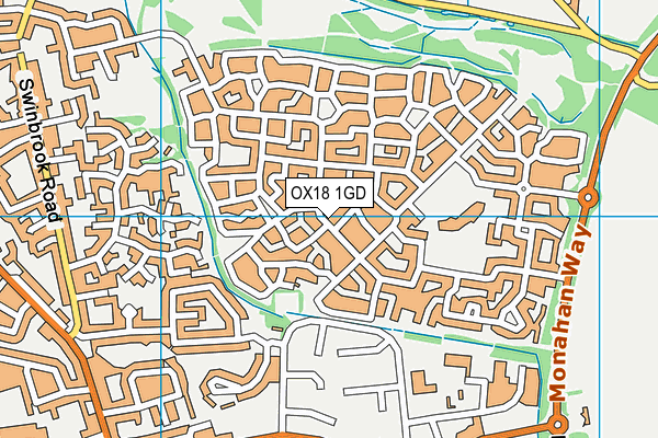 OX18 1GD map - OS VectorMap District (Ordnance Survey)