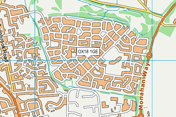 OX18 1GE map - OS VectorMap District (Ordnance Survey)