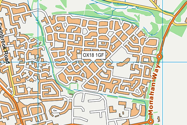 OX18 1GF map - OS VectorMap District (Ordnance Survey)