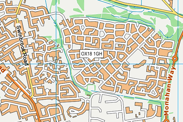 OX18 1GH map - OS VectorMap District (Ordnance Survey)