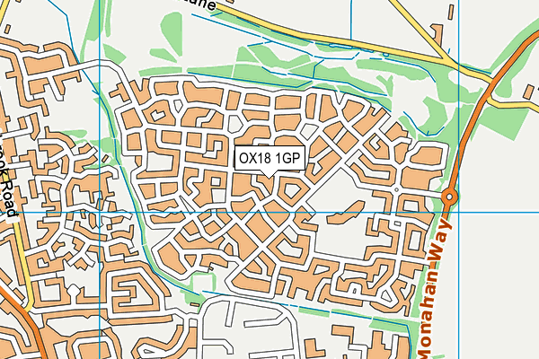 OX18 1GP map - OS VectorMap District (Ordnance Survey)