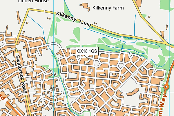 OX18 1GS map - OS VectorMap District (Ordnance Survey)