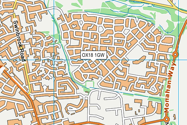 OX18 1GW map - OS VectorMap District (Ordnance Survey)