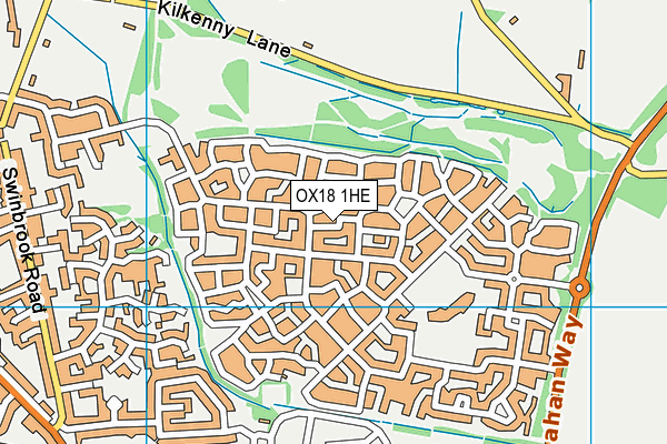 OX18 1HE map - OS VectorMap District (Ordnance Survey)