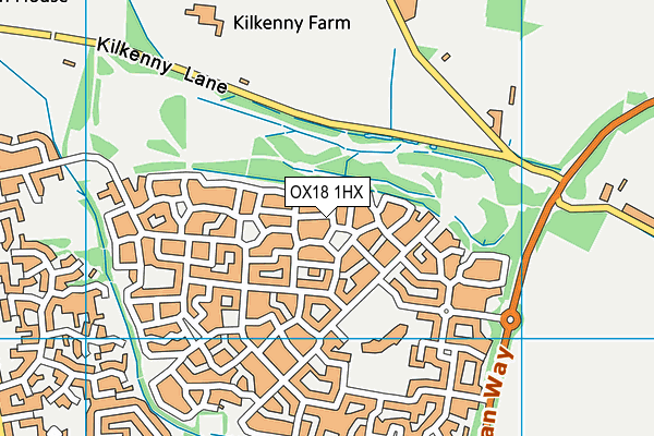 OX18 1HX map - OS VectorMap District (Ordnance Survey)