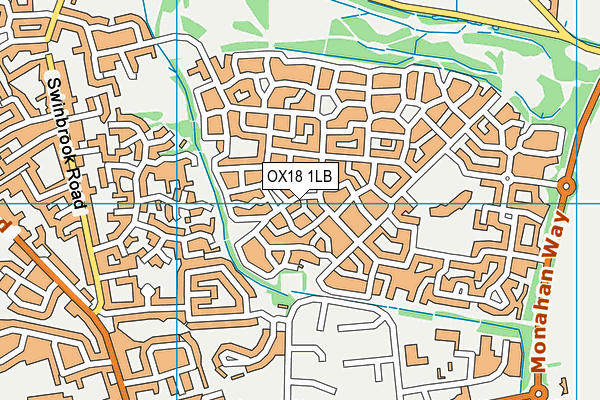 OX18 1LB map - OS VectorMap District (Ordnance Survey)