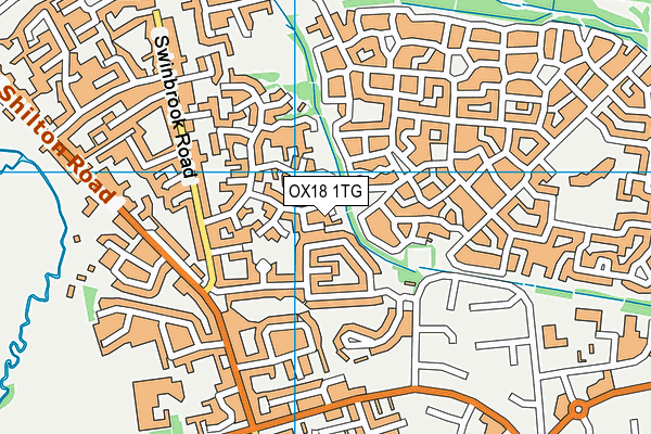 OX18 1TG map - OS VectorMap District (Ordnance Survey)