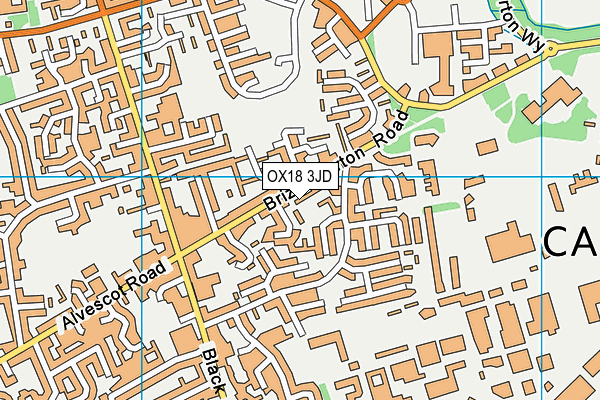 OX18 3JD map - OS VectorMap District (Ordnance Survey)