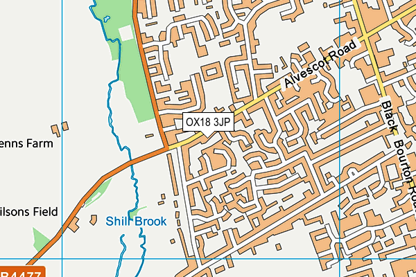 OX18 3JP map - OS VectorMap District (Ordnance Survey)