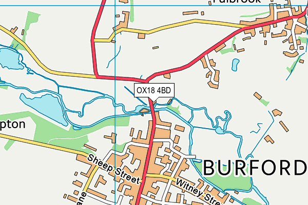 OX18 4BD map - OS VectorMap District (Ordnance Survey)