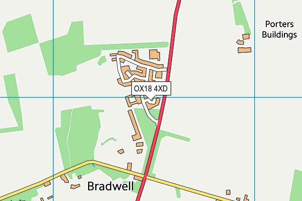 OX18 4XD map - OS VectorMap District (Ordnance Survey)