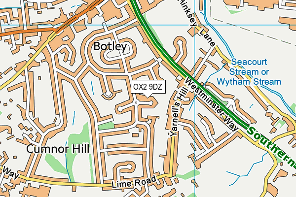 OX2 9DZ map - OS VectorMap District (Ordnance Survey)