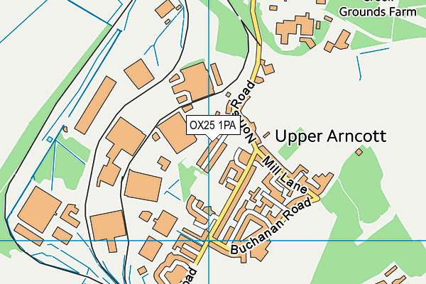 OX25 1PA map - OS VectorMap District (Ordnance Survey)