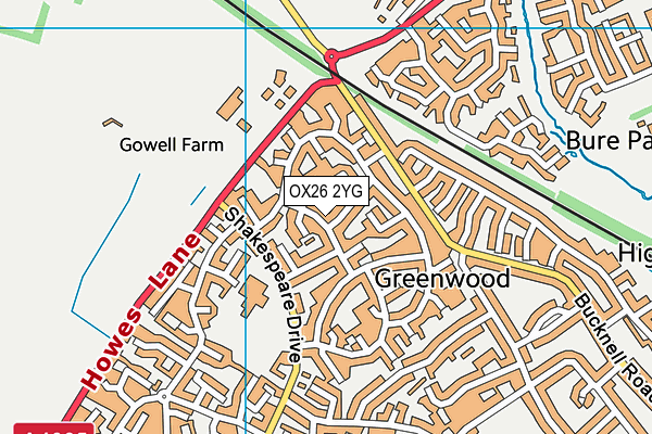 OX26 2YG map - OS VectorMap District (Ordnance Survey)