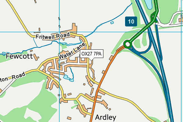 Ardley Playing Fields map (OX27 7PA) - OS VectorMap District (Ordnance Survey)