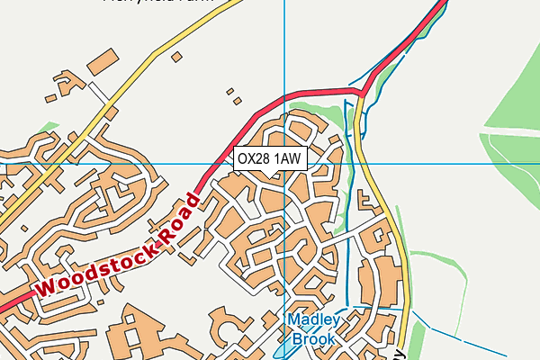 OX28 1AW map - OS VectorMap District (Ordnance Survey)
