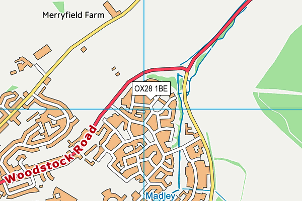 OX28 1BE map - OS VectorMap District (Ordnance Survey)