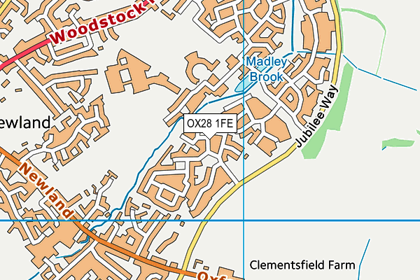 OX28 1FE map - OS VectorMap District (Ordnance Survey)