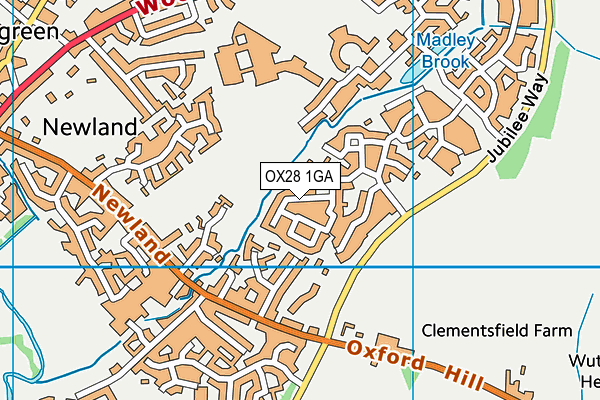 OX28 1GA map - OS VectorMap District (Ordnance Survey)