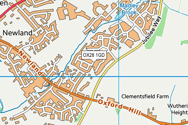 OX28 1GD map - OS VectorMap District (Ordnance Survey)