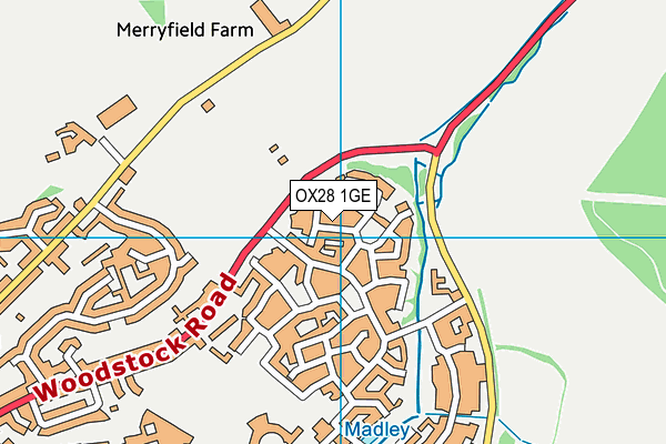 OX28 1GE map - OS VectorMap District (Ordnance Survey)