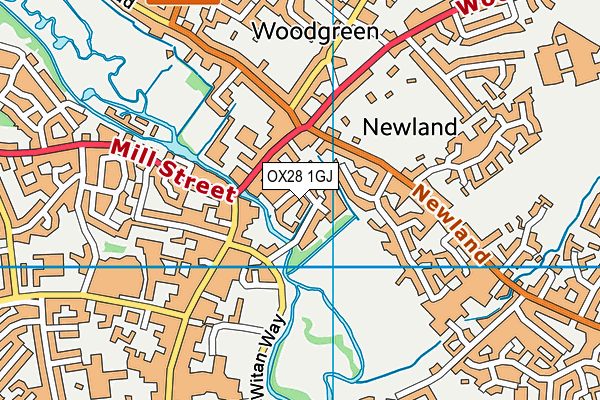 OX28 1GJ map - OS VectorMap District (Ordnance Survey)