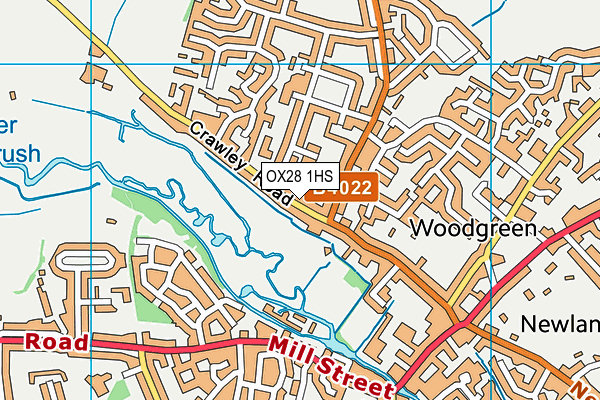 OX28 1HS map - OS VectorMap District (Ordnance Survey)