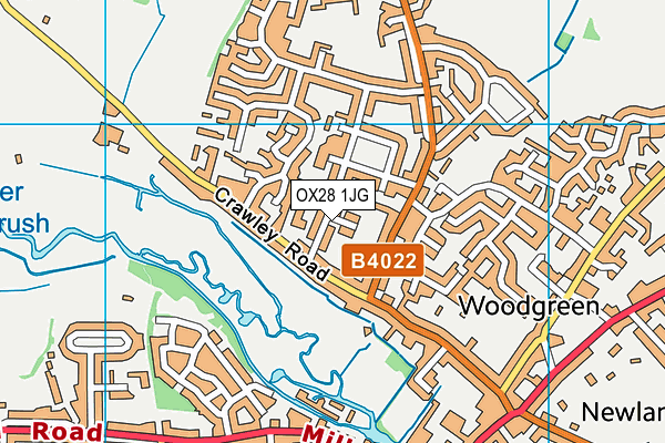 OX28 1JG map - OS VectorMap District (Ordnance Survey)