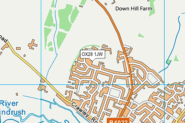 OX28 1JW map - OS VectorMap District (Ordnance Survey)