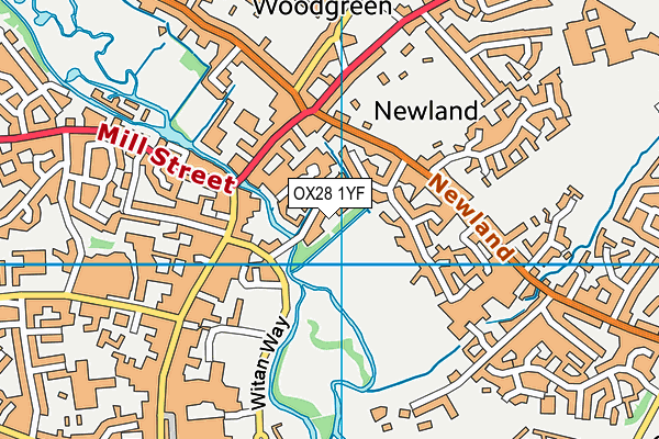 OX28 1YF map - OS VectorMap District (Ordnance Survey)
