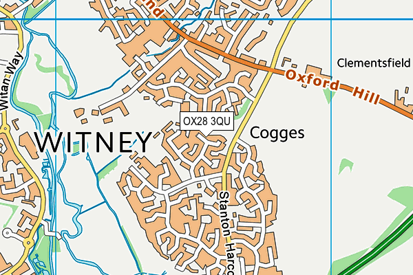 OX28 3QU map - OS VectorMap District (Ordnance Survey)