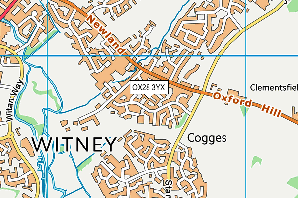 OX28 3YX map - OS VectorMap District (Ordnance Survey)