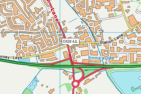 OX28 4JL map - OS VectorMap District (Ordnance Survey)